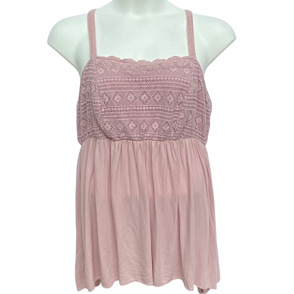Torrid Crepe Embroidered Sharkbite Hem Cami Top Mauve Womens Plus Size 1X